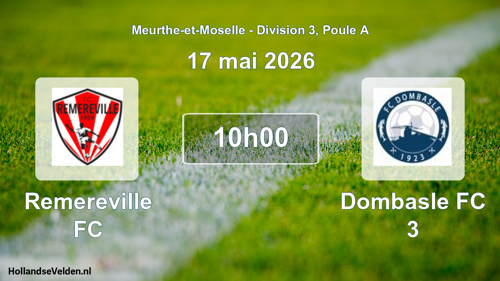 Match programmé: Remereville FC - Dombasle FC 3 (17 mai 2026)