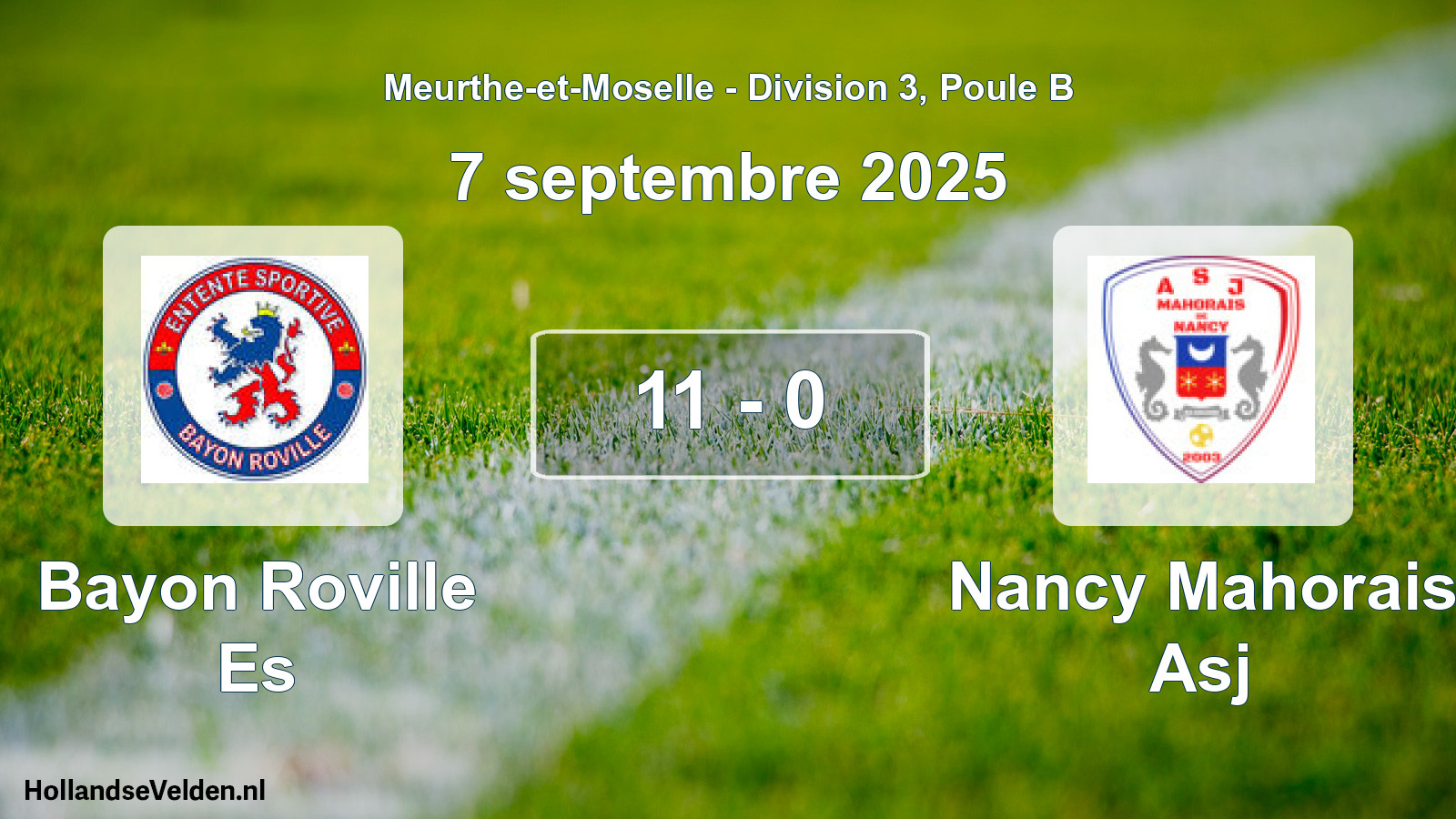 Match joué: Bayon Roville Es - Nancy Mahorais Asj 11 - 0 (7 septembre 2025)