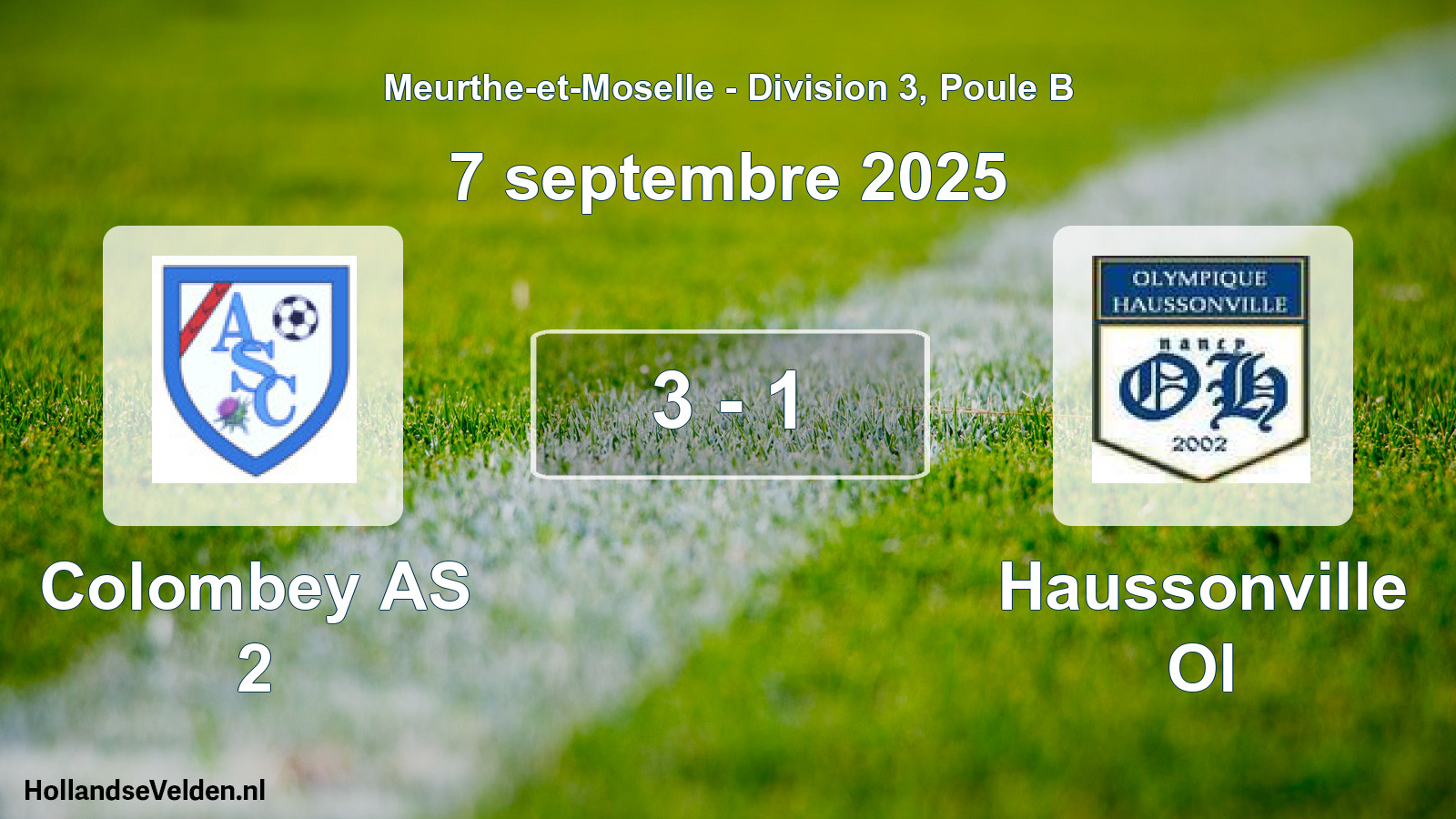 Match joué: Colombey AS 2 - Haussonville Ol 3 - 1 (7 septembre 2025)