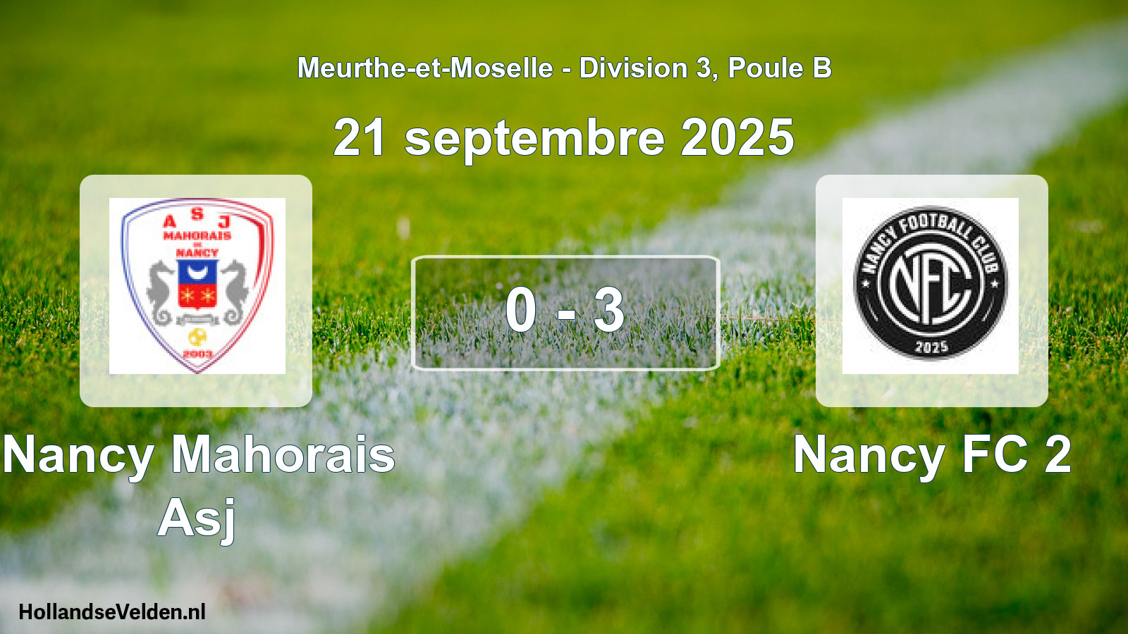 Total number of matches played: Nancy Mahorais Asj - Nancy FC 2 0 - 3 (21 September 2025)
