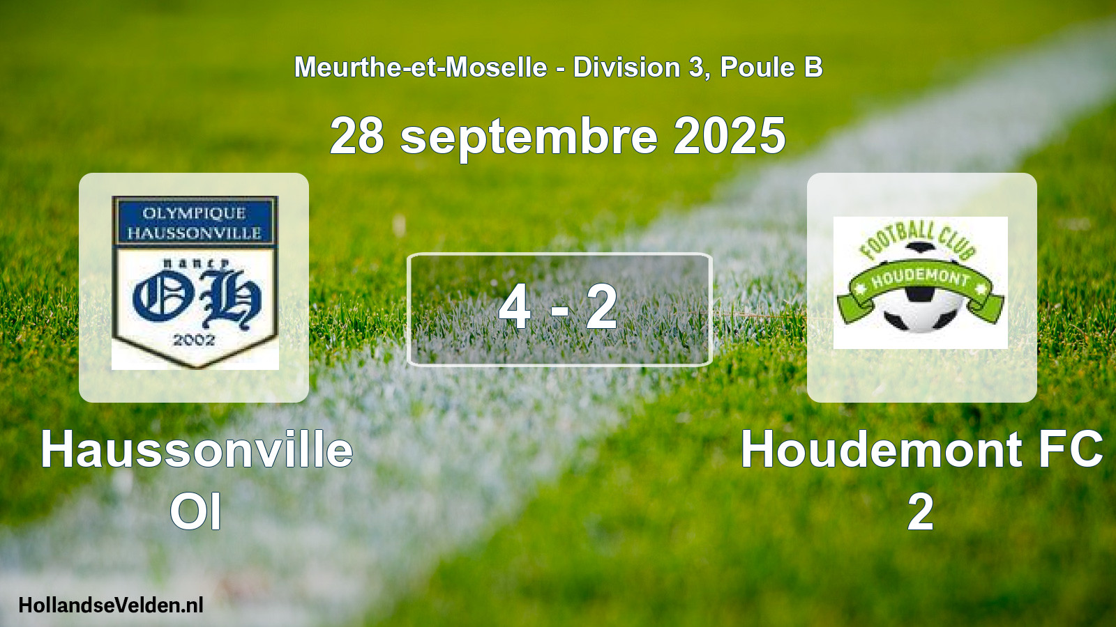 Match joué: Haussonville Ol - Houdemont FC 2 4 - 2 (28 septembre 2025)