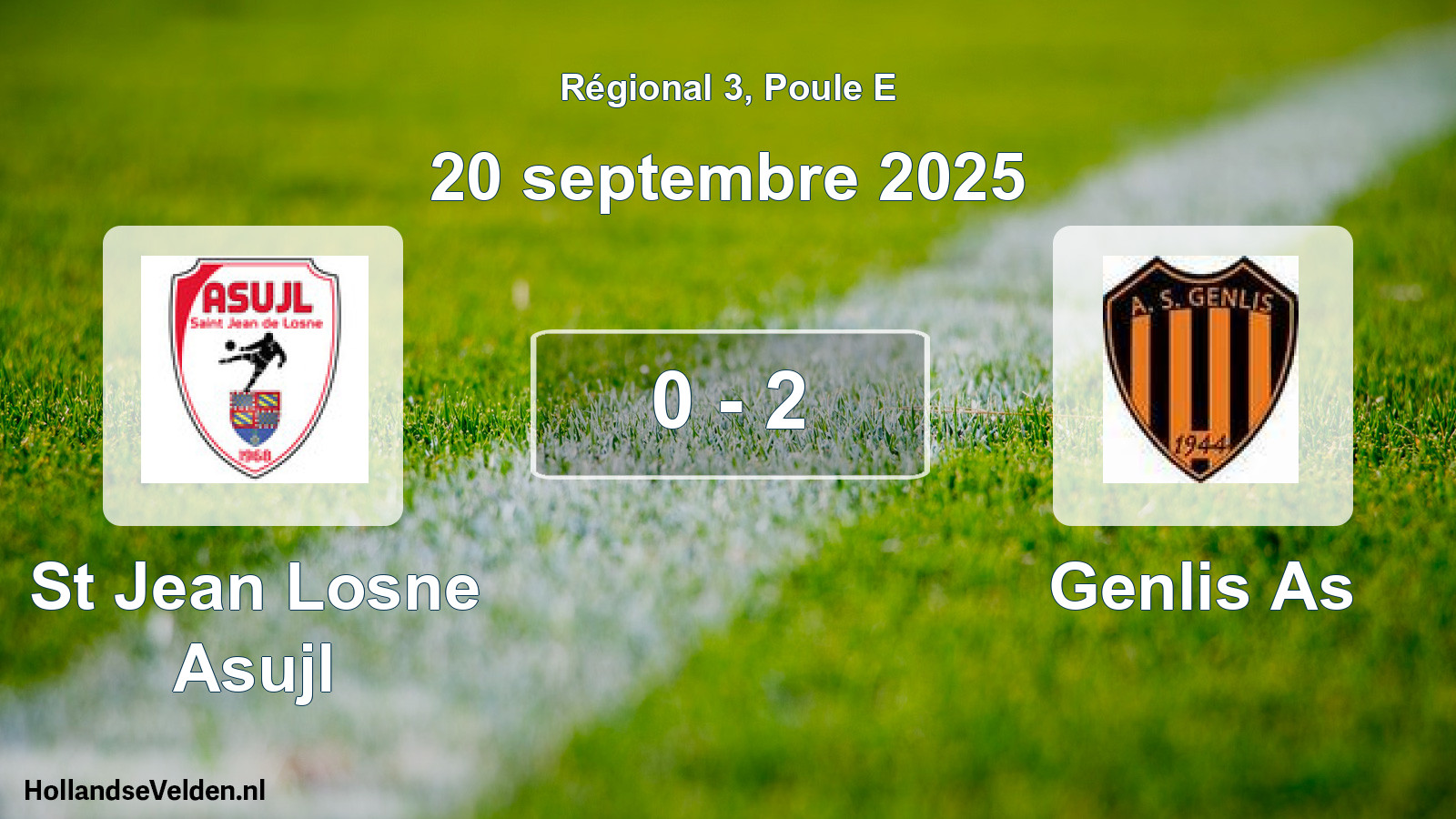 Total number of matches played: St Jean Losne Asujl - Genlis As 0 - 2 (20 September 2025)