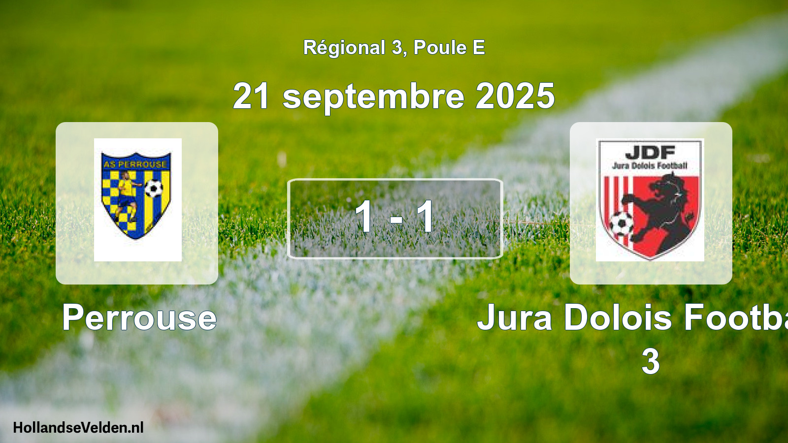 Gespeelde wedstrijd: Perrouse - Jura Dolois Football 3 1 - 1 (21 septembre 2025)