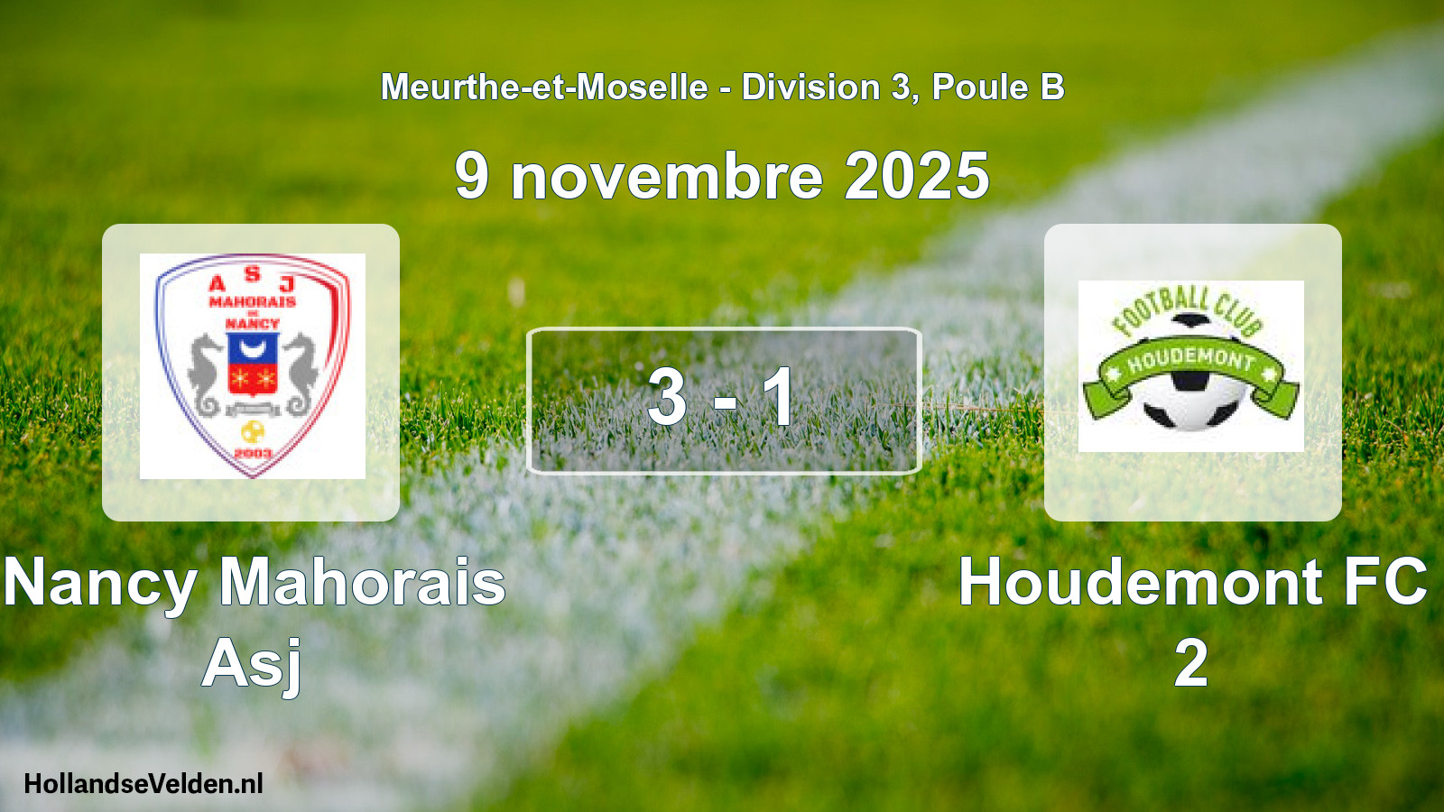 Match joué: Nancy Mahorais Asj - Houdemont FC 2 3 - 1 (9 novembre 2025)