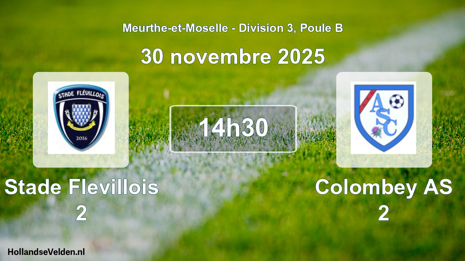 Match programmé: Stade Flevillois 2 - Colombey AS 2 (30 novembre 2025)