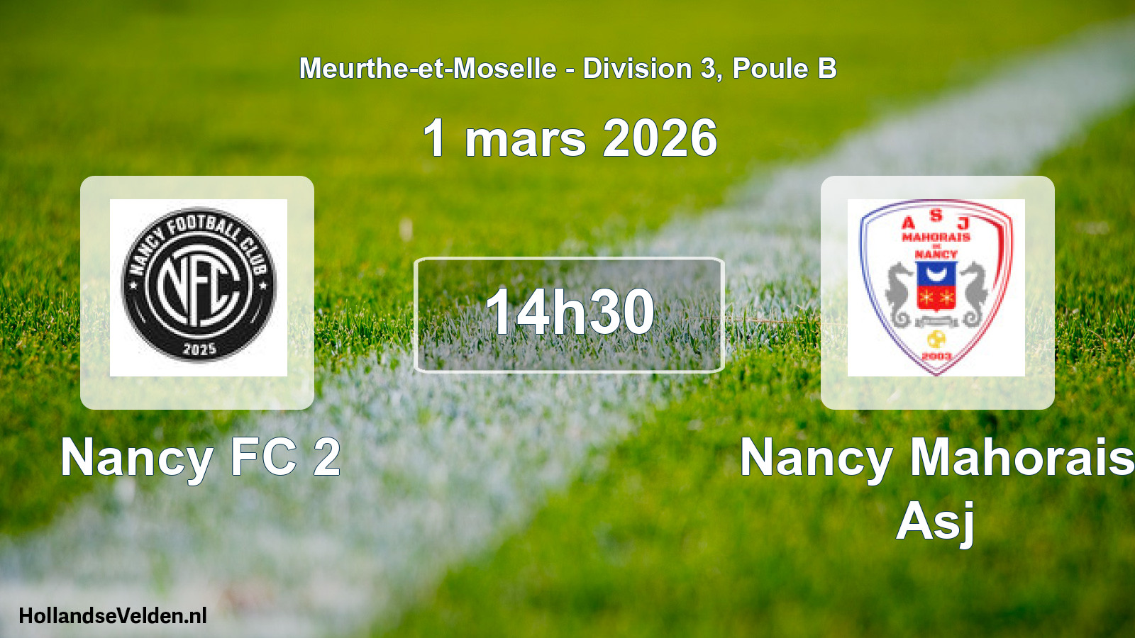 Match programmé: Nancy FC 2 - Nancy Mahorais Asj (1 mars 2026)