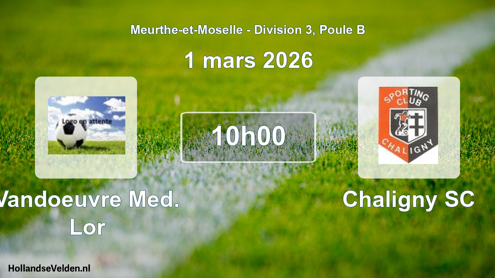 Match programmé: Vandoeuvre Med. Lor - Chaligny SC (1 mars 2026)