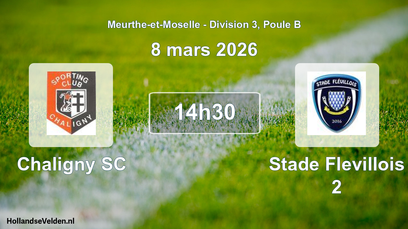 Match programmé: Chaligny SC - Stade Flevillois 2 (8 mars 2026)