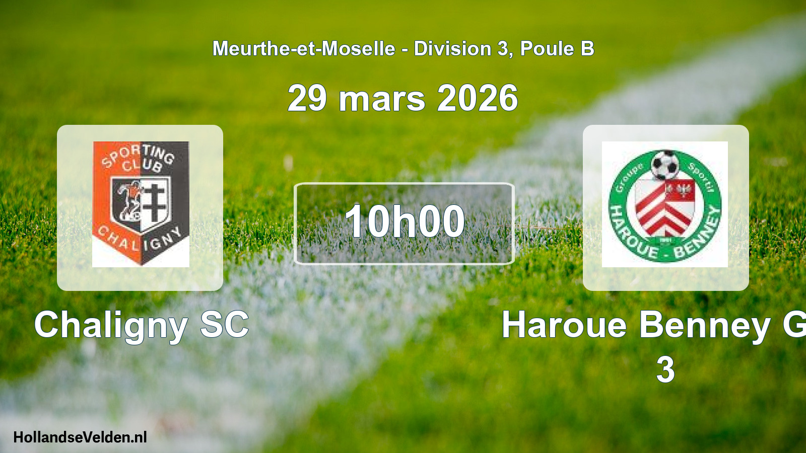 Match programmé: Chaligny SC - Haroue Benney Gs 3 (29 mars 2026)