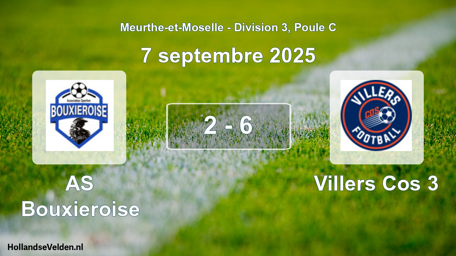 Match joué: AS Bouxieroise - Villers Cos 3 2 - 6 (7 septembre 2025)