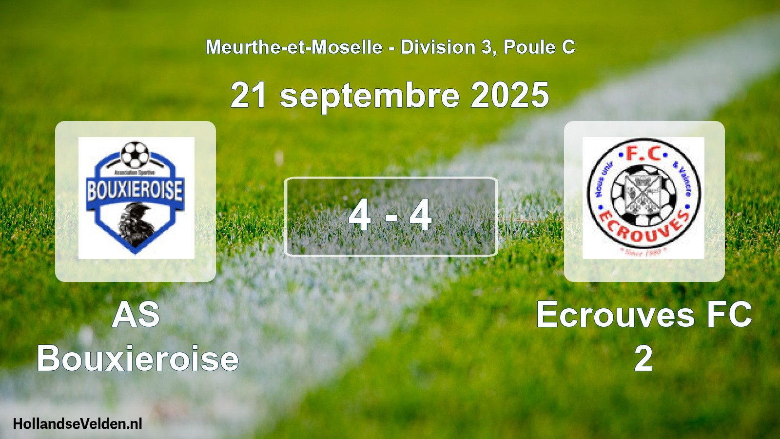 Match joué: AS Bouxieroise - Ecrouves FC 2 4 - 4 (21 septembre 2025)