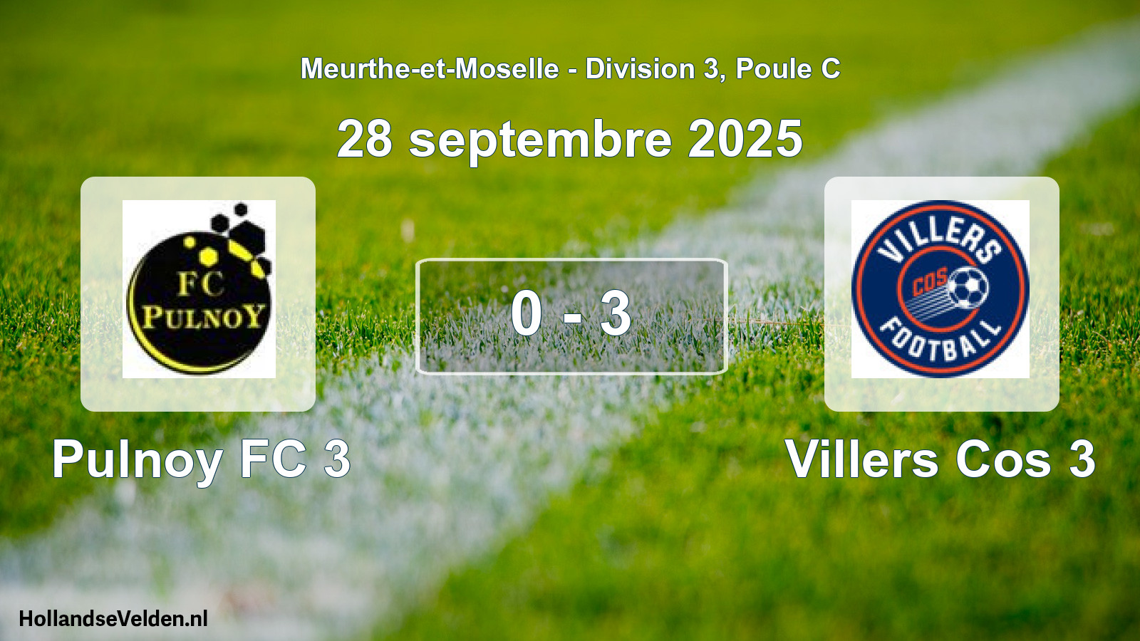 Match joué: Pulnoy FC 3 - Villers Cos 3 0 - 3 (28 septembre 2025)