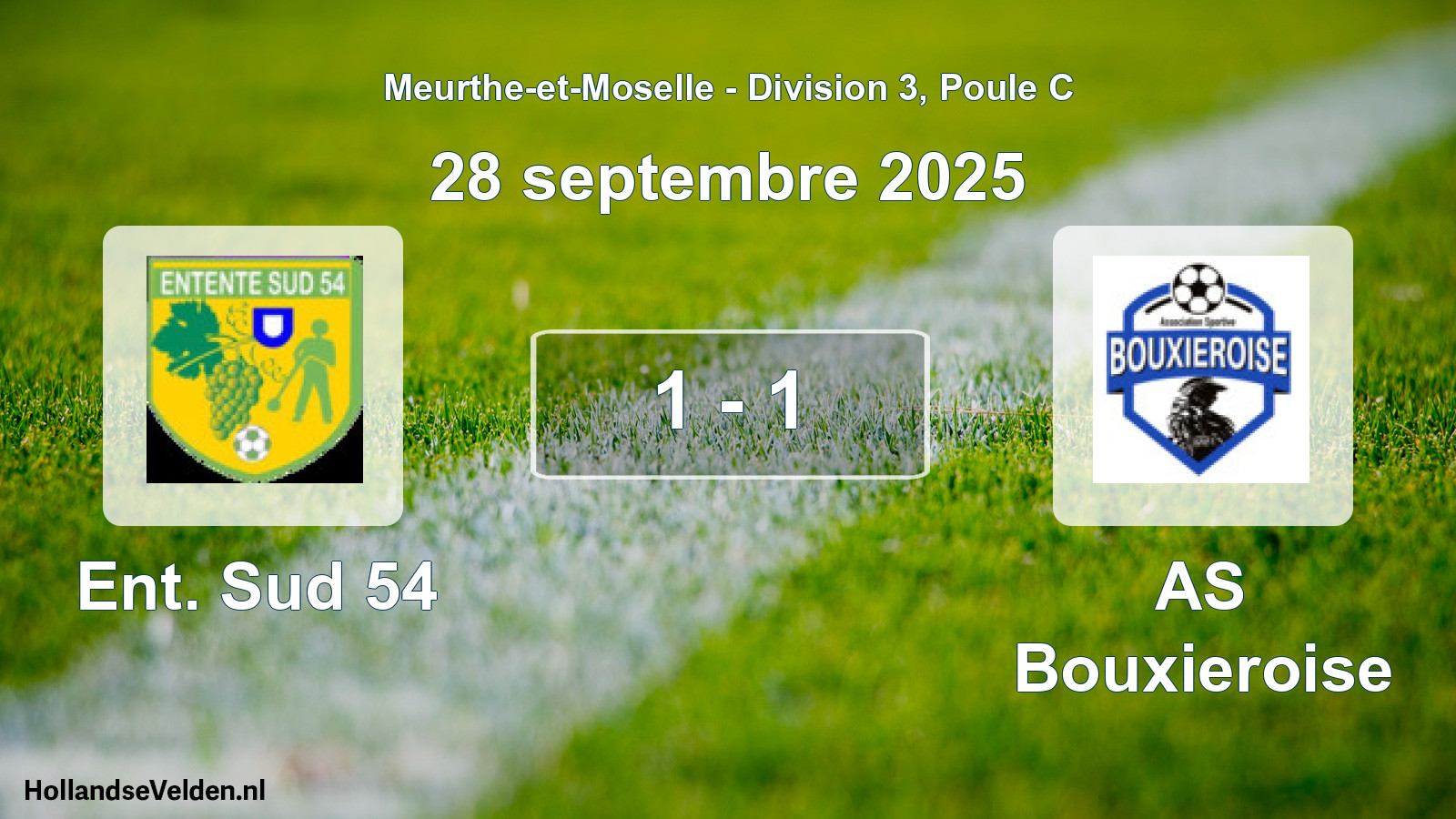 Total number of matches played: Ent. Sud 54 - AS Bouxieroise 1 - 1 (28 September 2025)