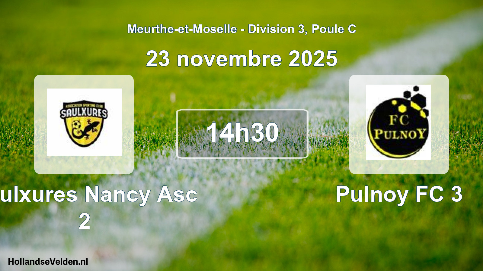 Match programmé: Saulxures Nancy Asc 2 - Pulnoy FC 3 (23 novembre 2025)