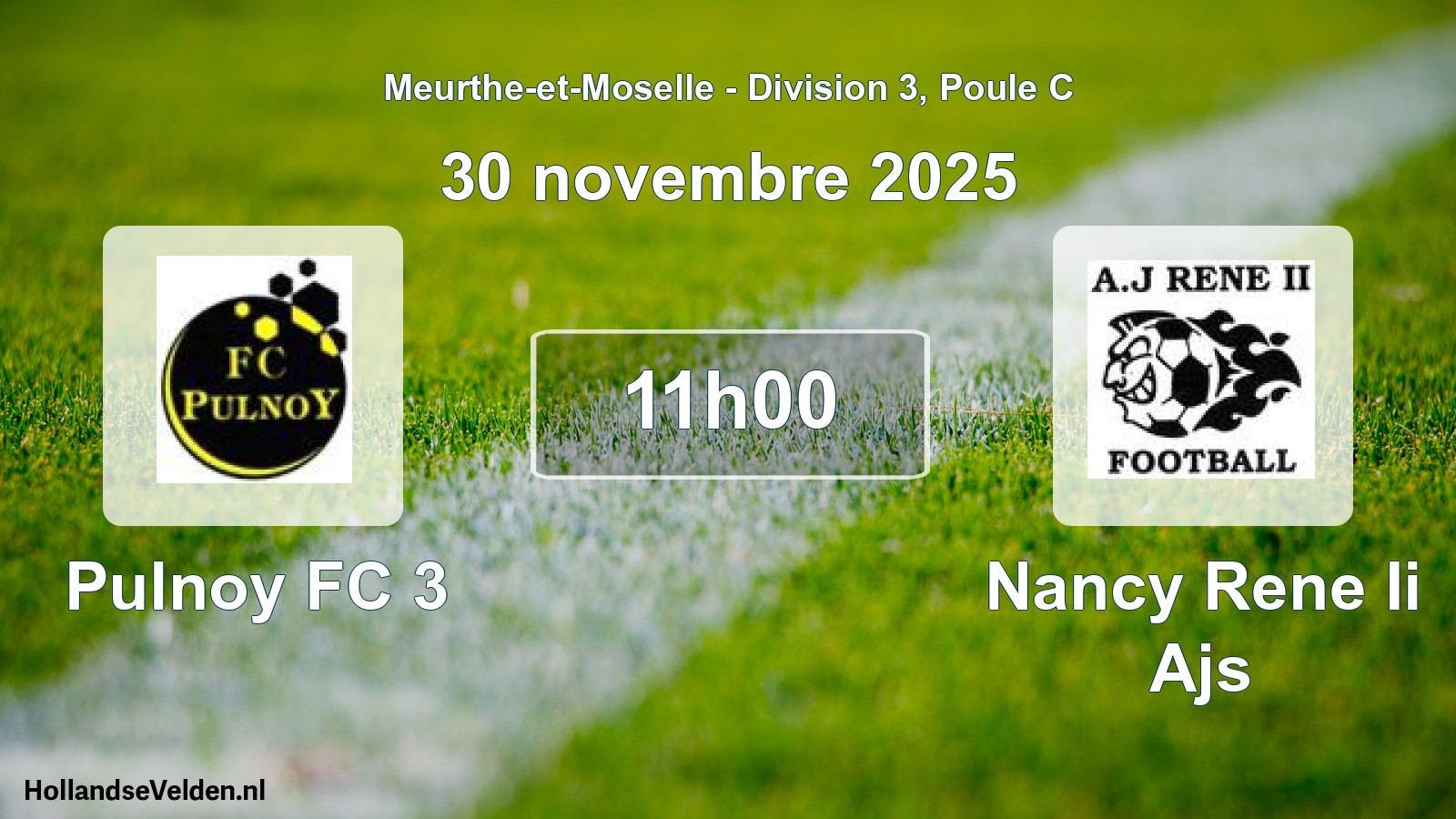 Match programmé: Pulnoy FC 3 - Nancy Rene Ii Ajs (30 novembre 2025)