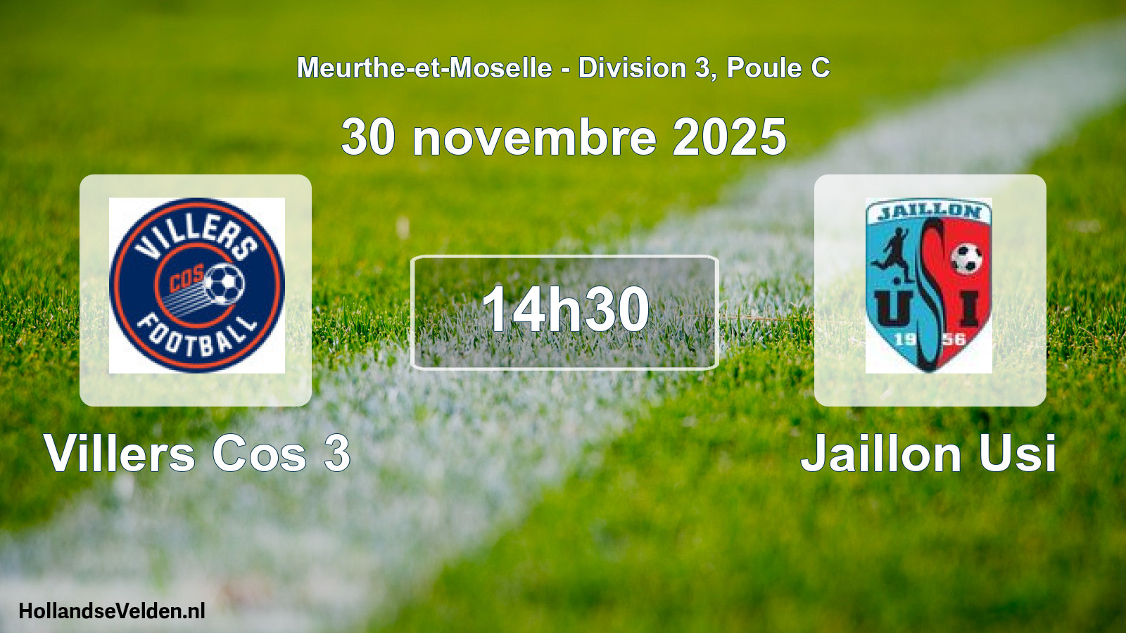 Match programmé: Villers Cos 3 - Jaillon Usi (30 novembre 2025)