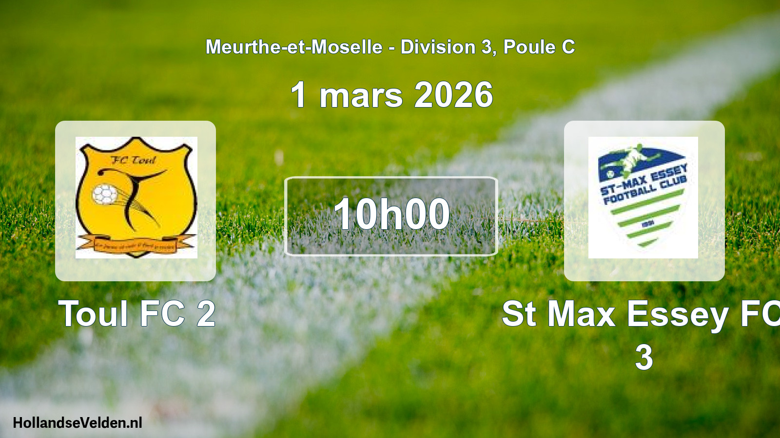 Match programmé: Toul FC 2 - St Max Essey FC 3 (1 mars 2026)
