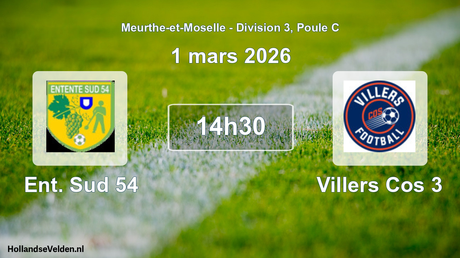 Match programmé: Ent. Sud 54 - Villers Cos 3 (1 mars 2026)
