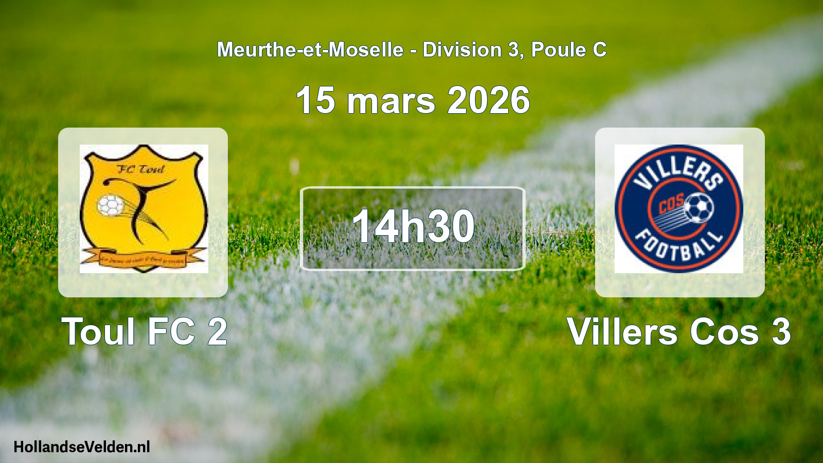 Match programmé: Toul FC 2 - Villers Cos 3 (15 mars 2026)