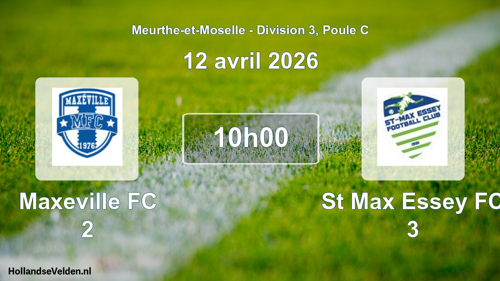 Match programmé: Maxeville FC 2 - St Max Essey FC 3 (12 avril 2026)