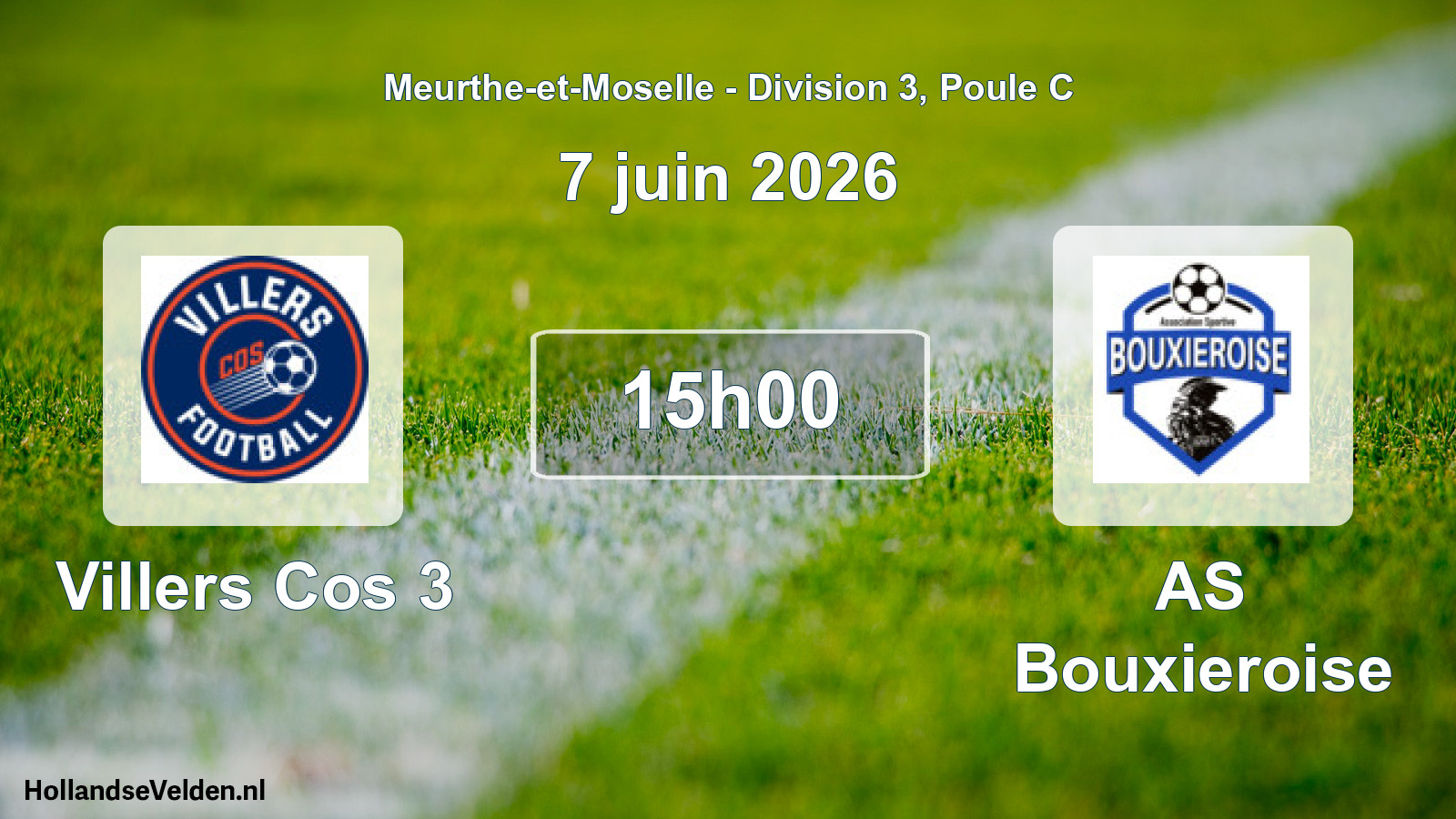 Match programmé: Villers Cos 3 - AS Bouxieroise (7 juin 2026)