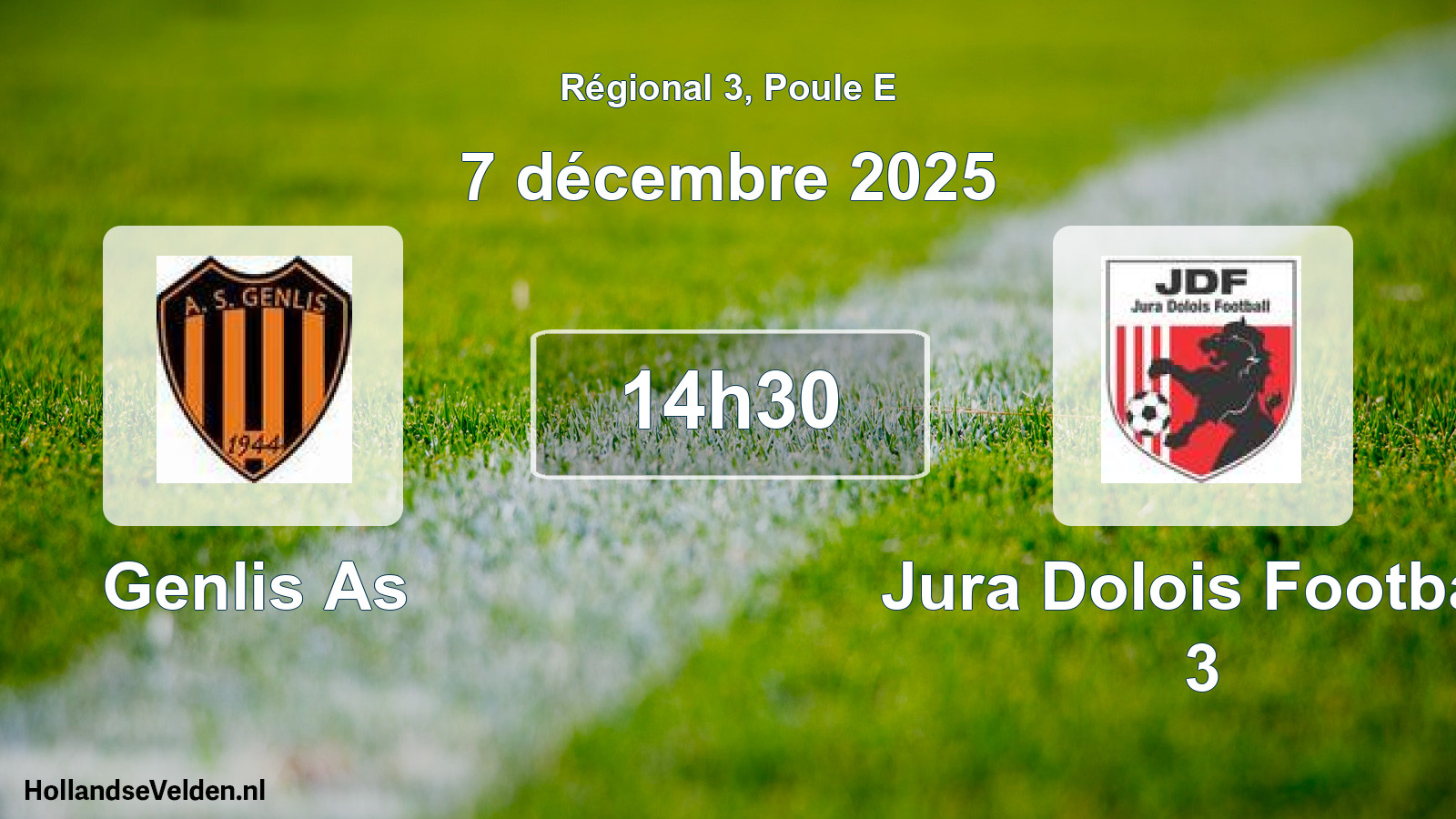 Geplande wedstrijd: Genlis As - Jura Dolois Football 3 (7 décembre 2025)