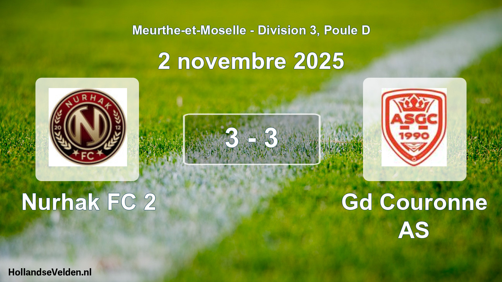 Match joué: Nurhak FC 2 - Gd Couronne AS 3 - 3 (2 novembre 2025)