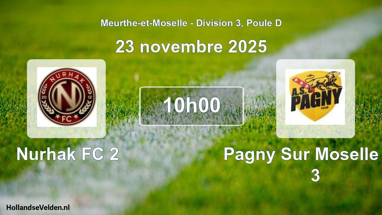 Match programmé: Nurhak FC 2 - Pagny Sur Moselle AS 3 (23 novembre 2025)