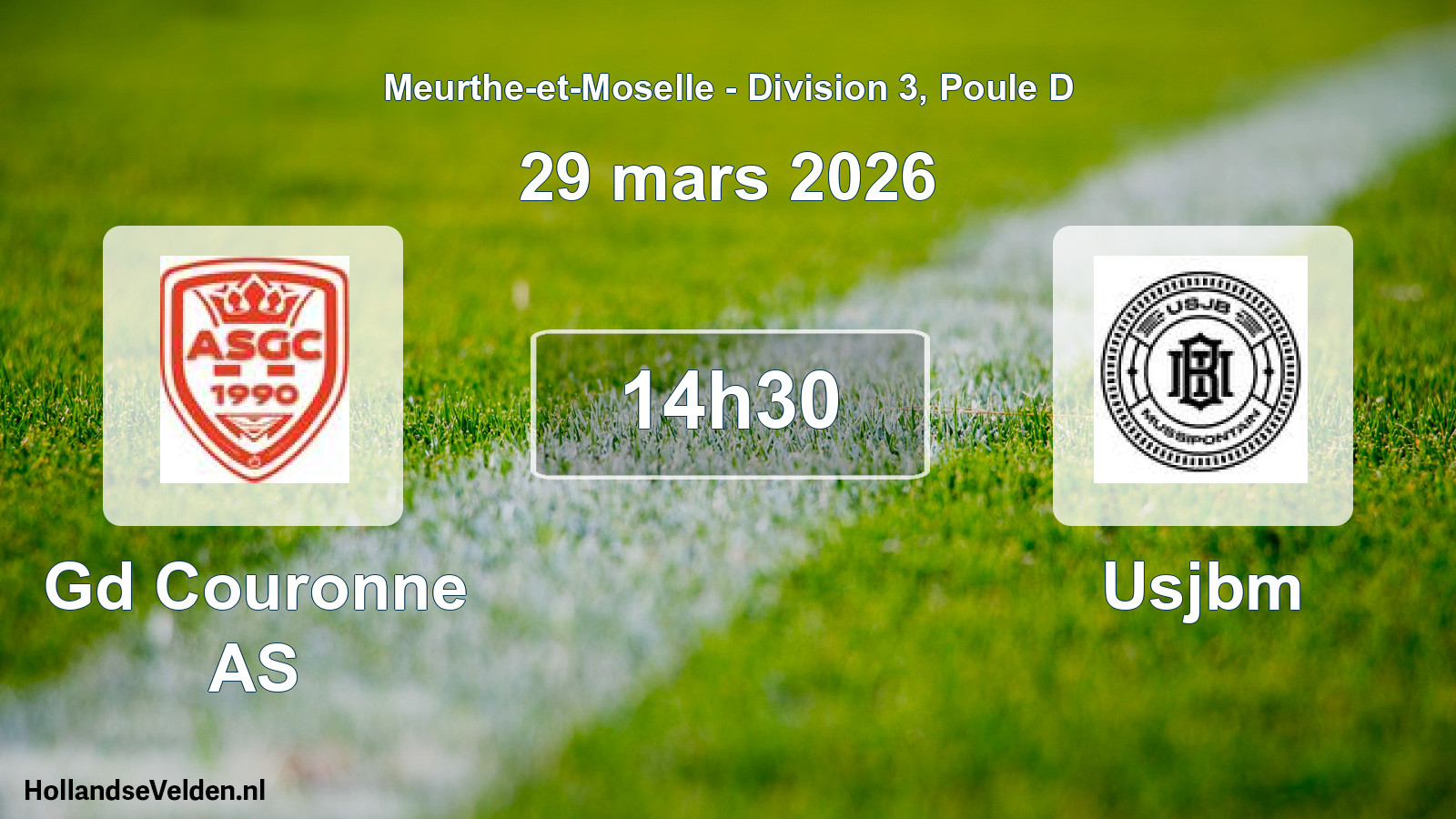 Match programmé: Gd Couronne AS - Usjbm (29 mars 2026)