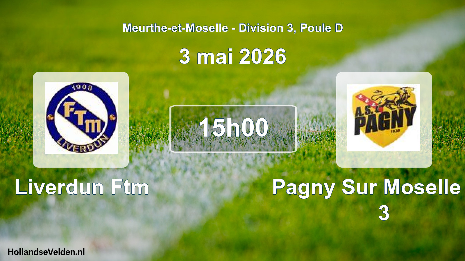 Match programmé: Liverdun Ftm - Pagny Sur Moselle AS 3 (3 mai 2026)