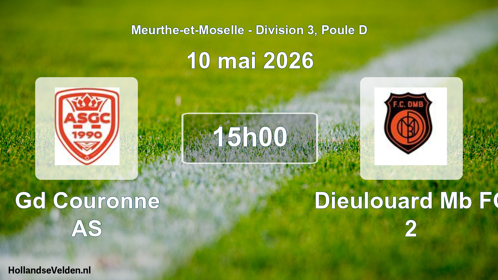 Match programmé: Gd Couronne AS - Dieulouard Mb FC 2 (10 mai 2026)