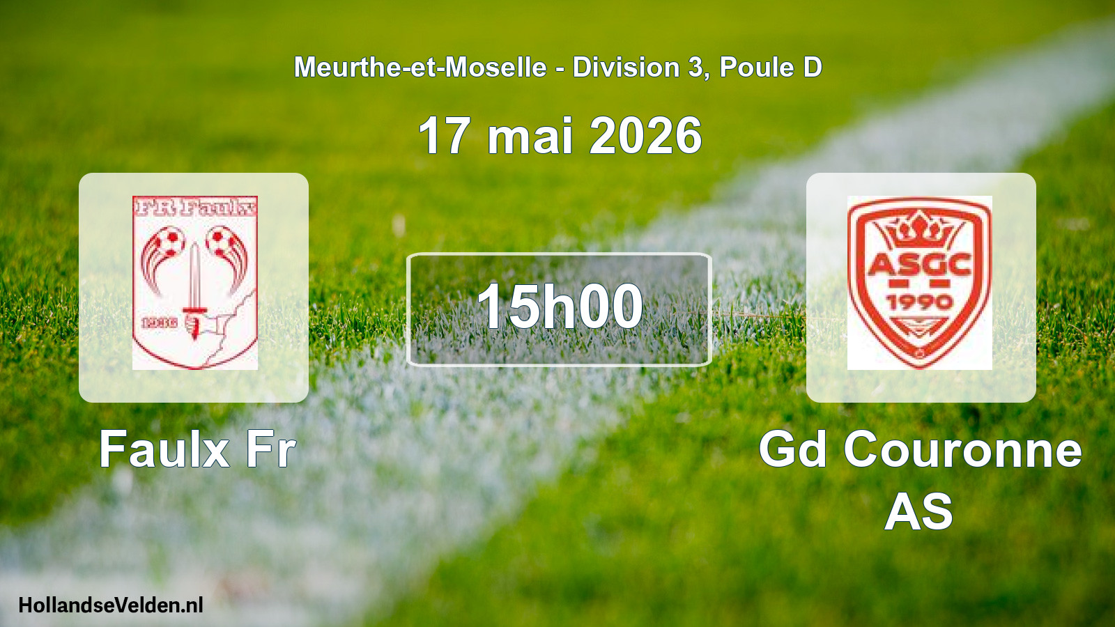 Match programmé: Faulx Fr - Gd Couronne AS (17 mai 2026)
