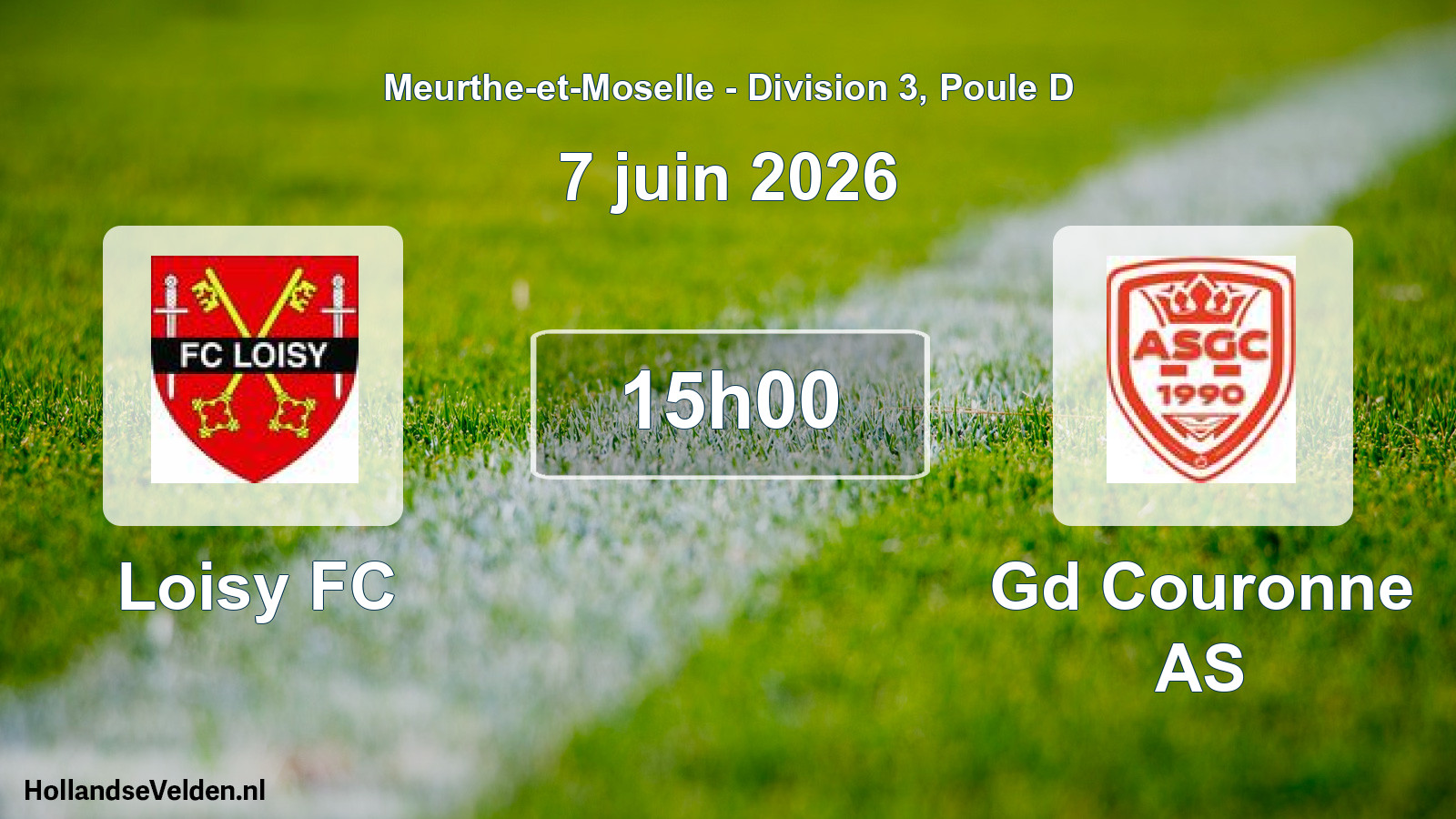 Match programmé: Loisy FC - Gd Couronne AS (7 juin 2026)