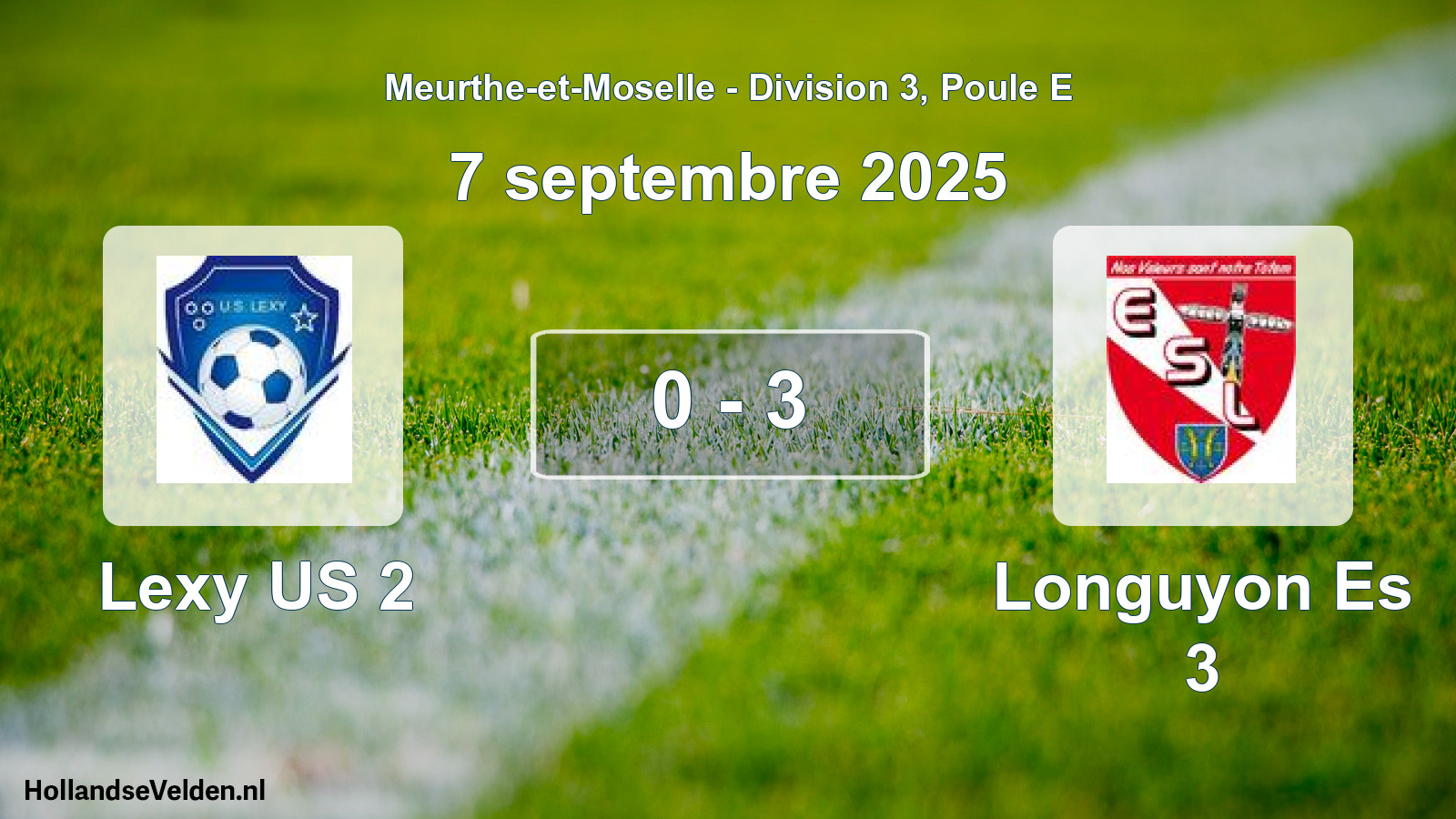 Match joué: Lexy US 2 - Longuyon Es 3 0 - 3 (7 septembre 2025)