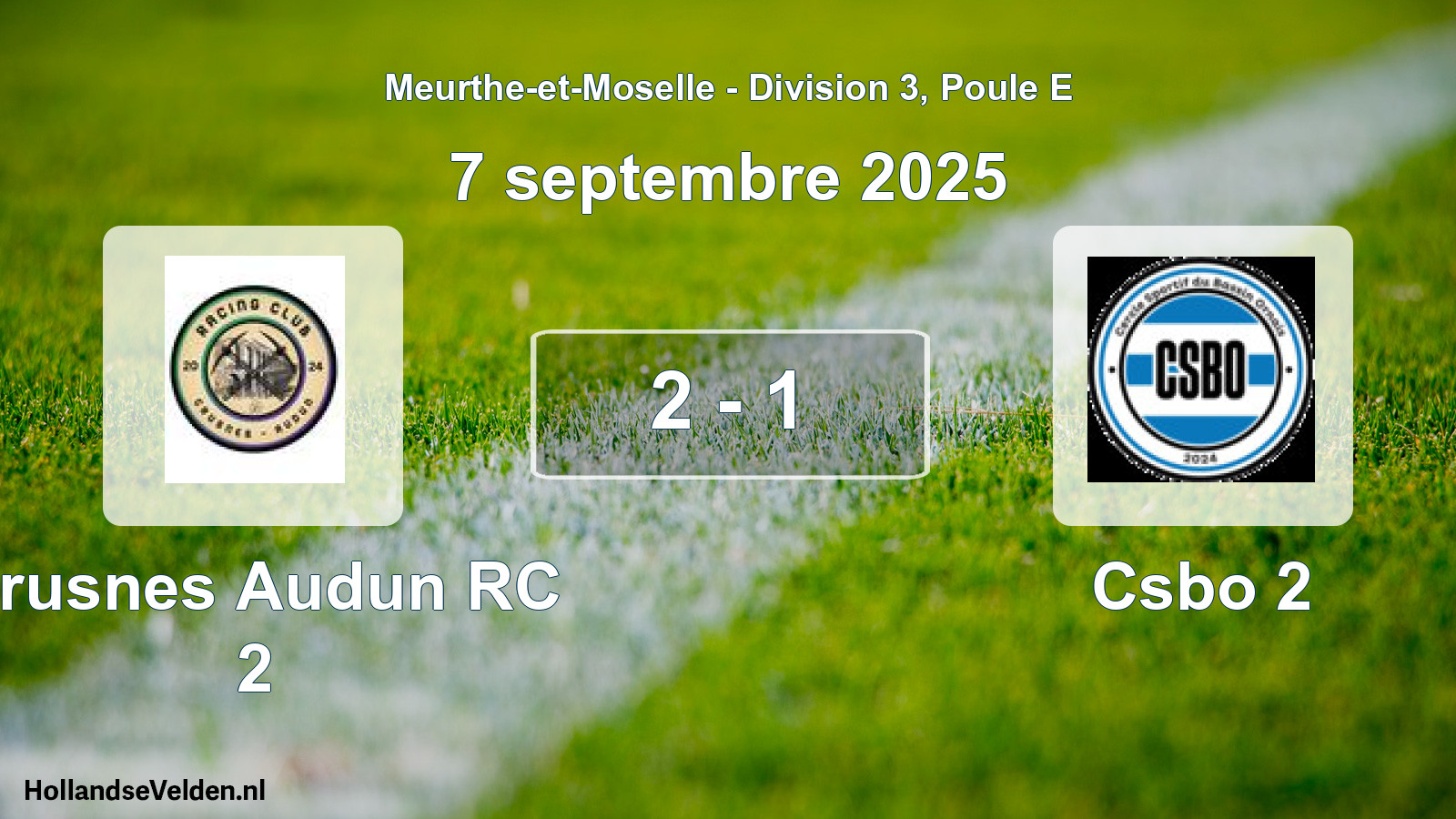 Total number of matches played: Crusnes Audun RC 2 - Csbo 2 2 - 1 (7 September 2025)