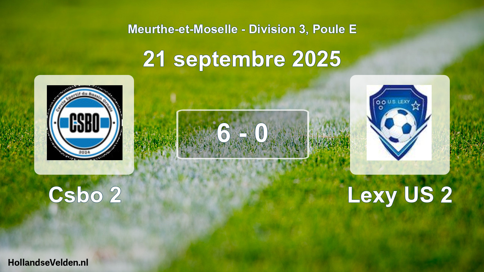 Gespeelde wedstrijd: Csbo 2 - Lexy US 2 6 - 0 (21 september 2025)