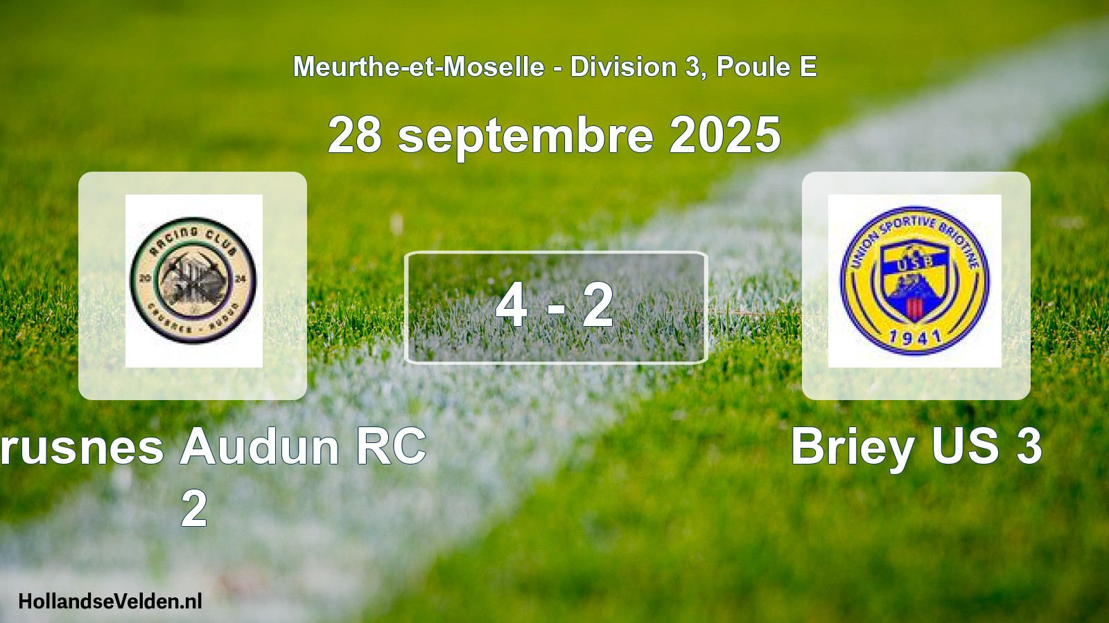 Match joué: Crusnes Audun RC 2 - Briey US 3 4 - 2 (28 septembre 2025)