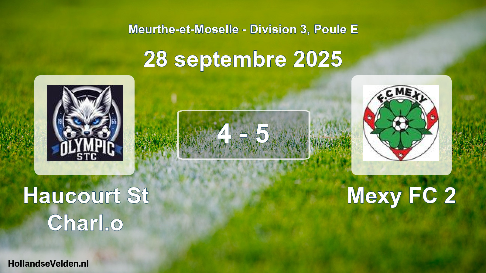 Match joué: Haucourt St Charl.o - Mexy FC 2 4 - 5 (28 septembre 2025)