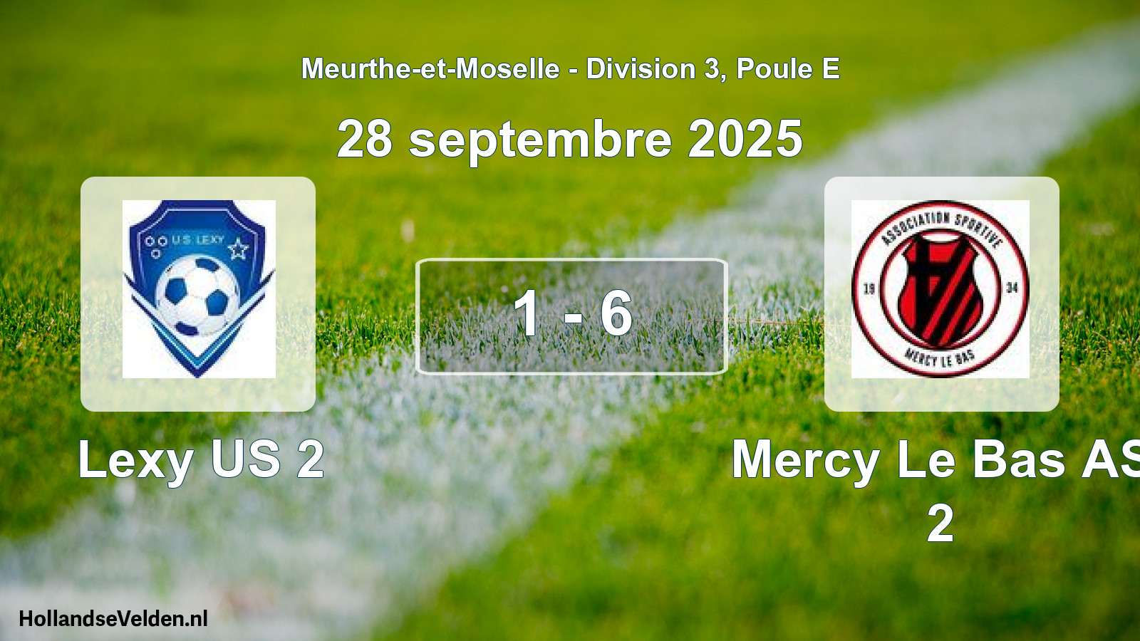Gespeelde wedstrijd: Lexy US 2 - Mercy Le Bas AS 2 1 - 6 (28 september 2025)