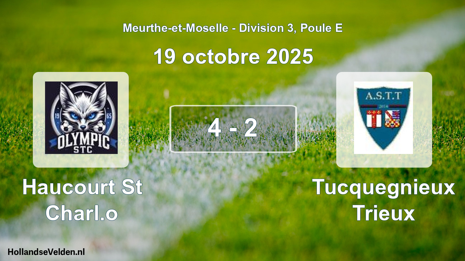 Gespeelde wedstrijd: Haucourt St Charl.o - Tucquegnieux Trieux 4 - 2 (19 oktober 2025)