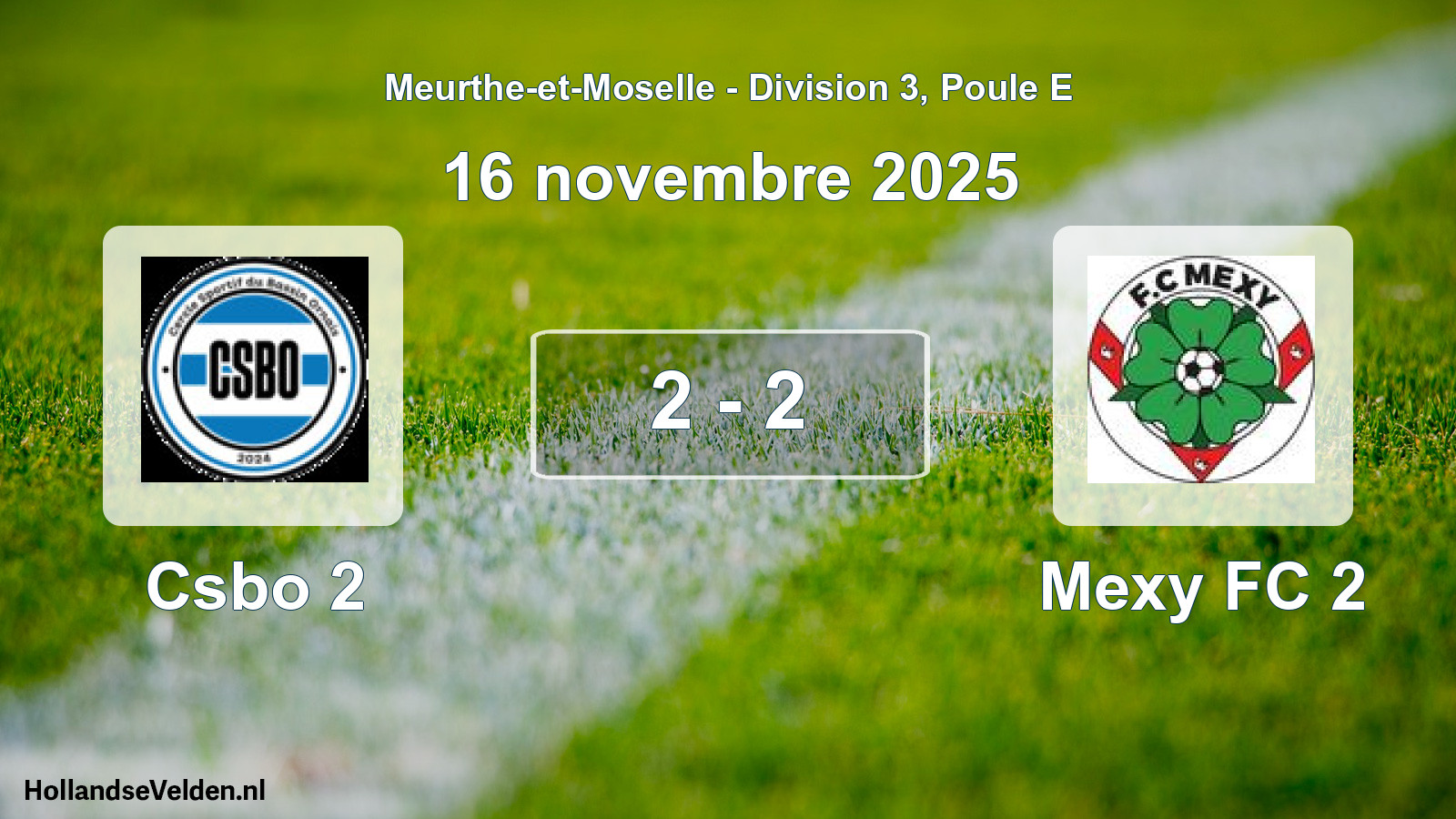 Match joué: Csbo 2 - Mexy FC 2 2 - 2 (16 novembre 2025)