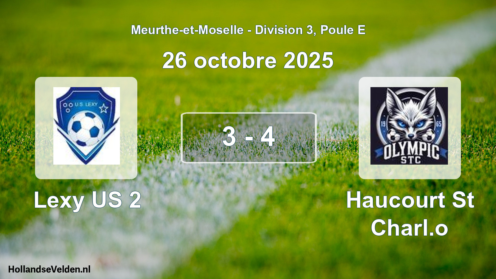 Match joué: Lexy US 2 - Haucourt St Charl.o 3 - 4 (26 octobre 2025)