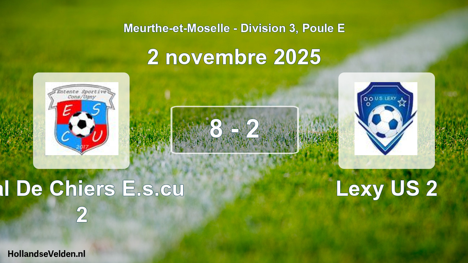 Match joué: Val De Chiers E.s.cu 2 - Lexy US 2 8 - 2 (2 novembre 2025)