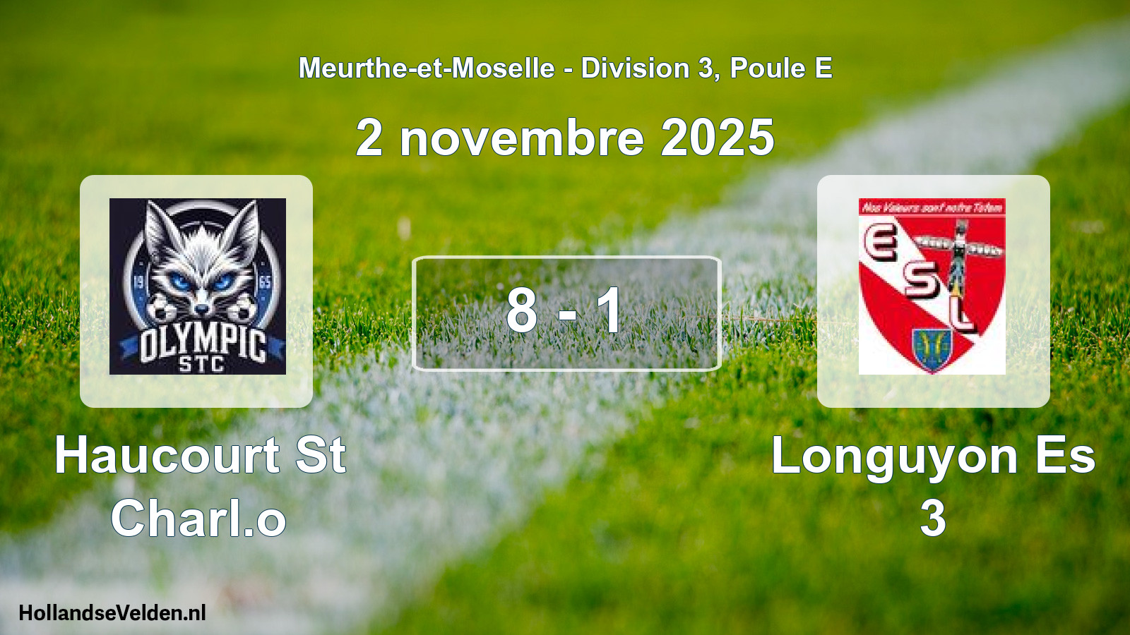 Match joué: Haucourt St Charl.o - Longuyon Es 3 8 - 1 (2 novembre 2025)
