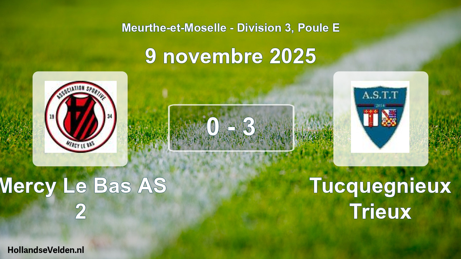 Match joué: Mercy Le Bas AS 2 - Tucquegnieux Trieux 0 - 3 (9 novembre 2025)
