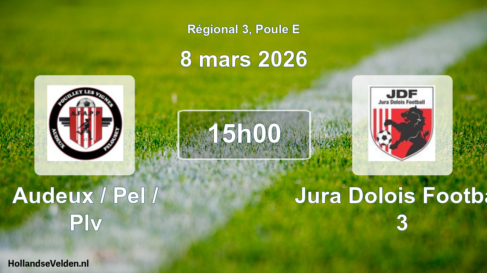 Geplande wedstrijd: Audeux / Pel / Plv - Jura Dolois Football 3 (8 maart 2026)
