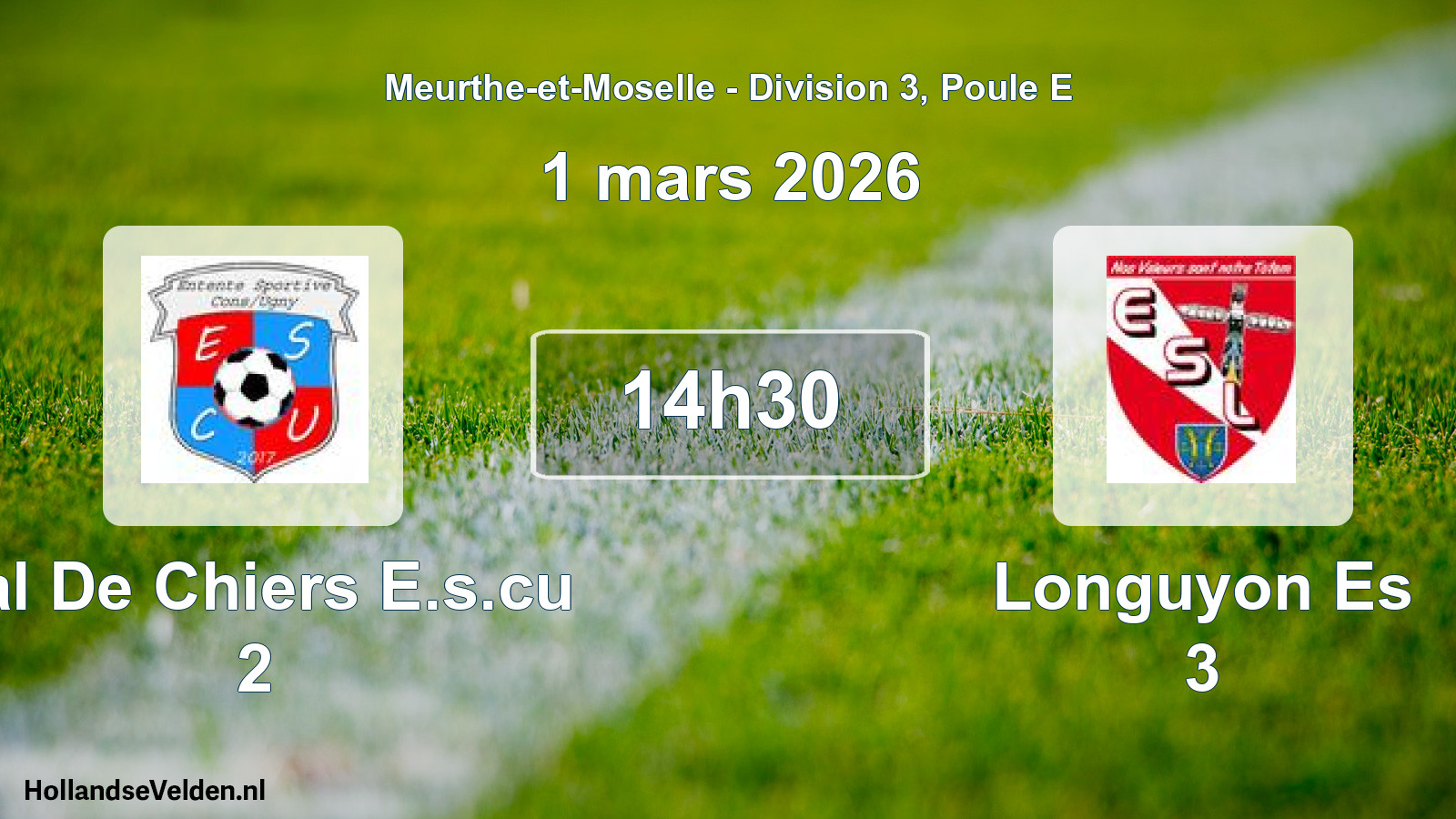 Match programmé: Val De Chiers E.s.cu 2 - Longuyon Es 3 (1 mars 2026)
