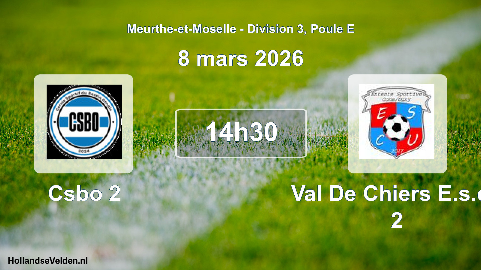 Match programmé: Csbo 2 - Val De Chiers E.s.cu 2 (8 mars 2026)