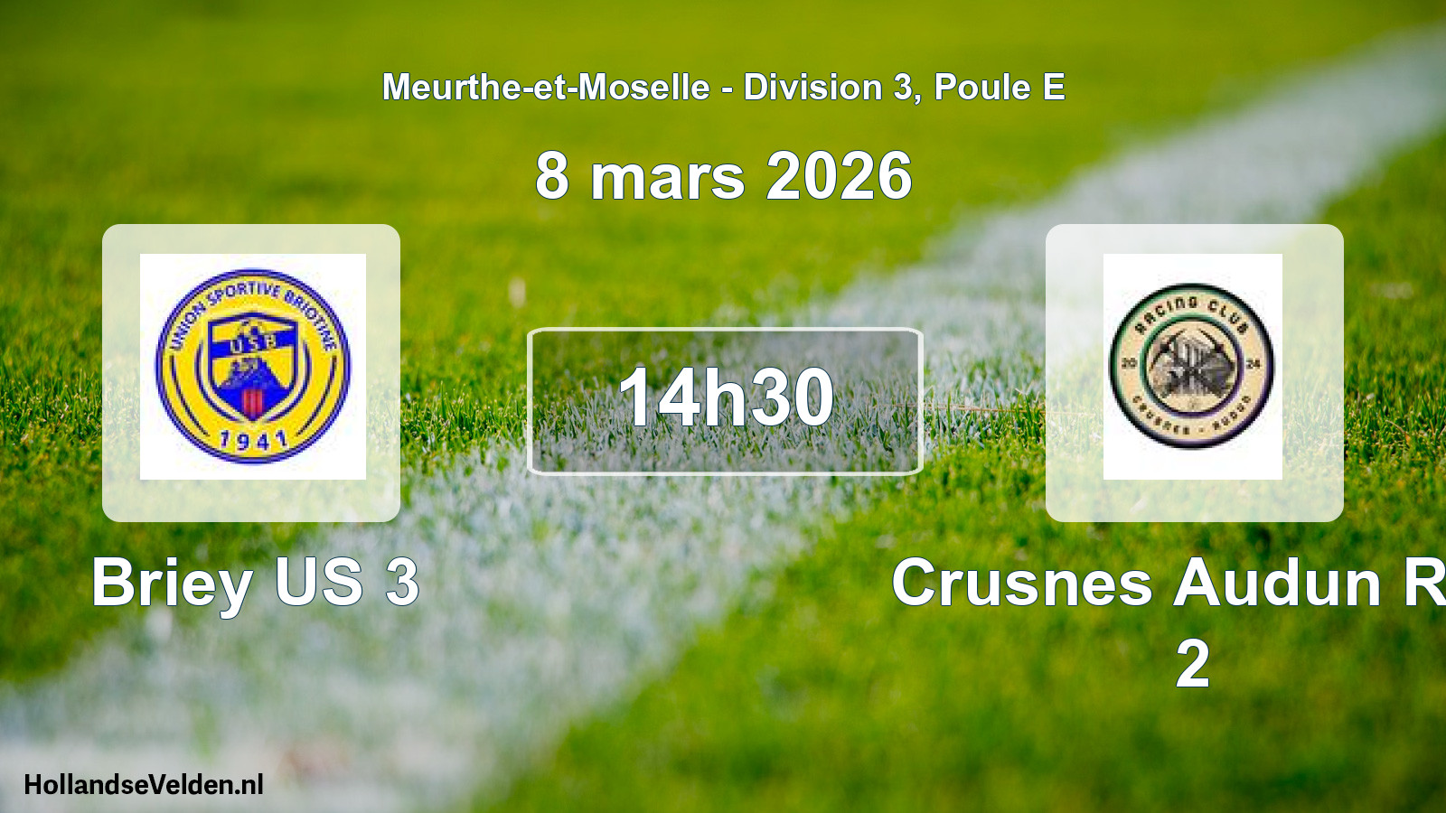 Match programmé: Briey US 3 - Crusnes Audun RC 2 (8 mars 2026)