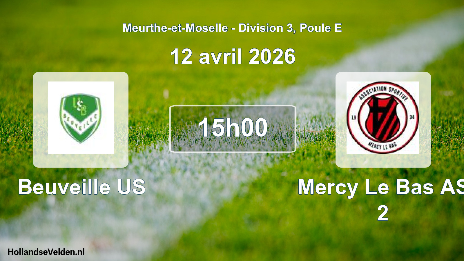 Match programmé: Beuveille US - Mercy Le Bas AS 2 (12 avril 2026)